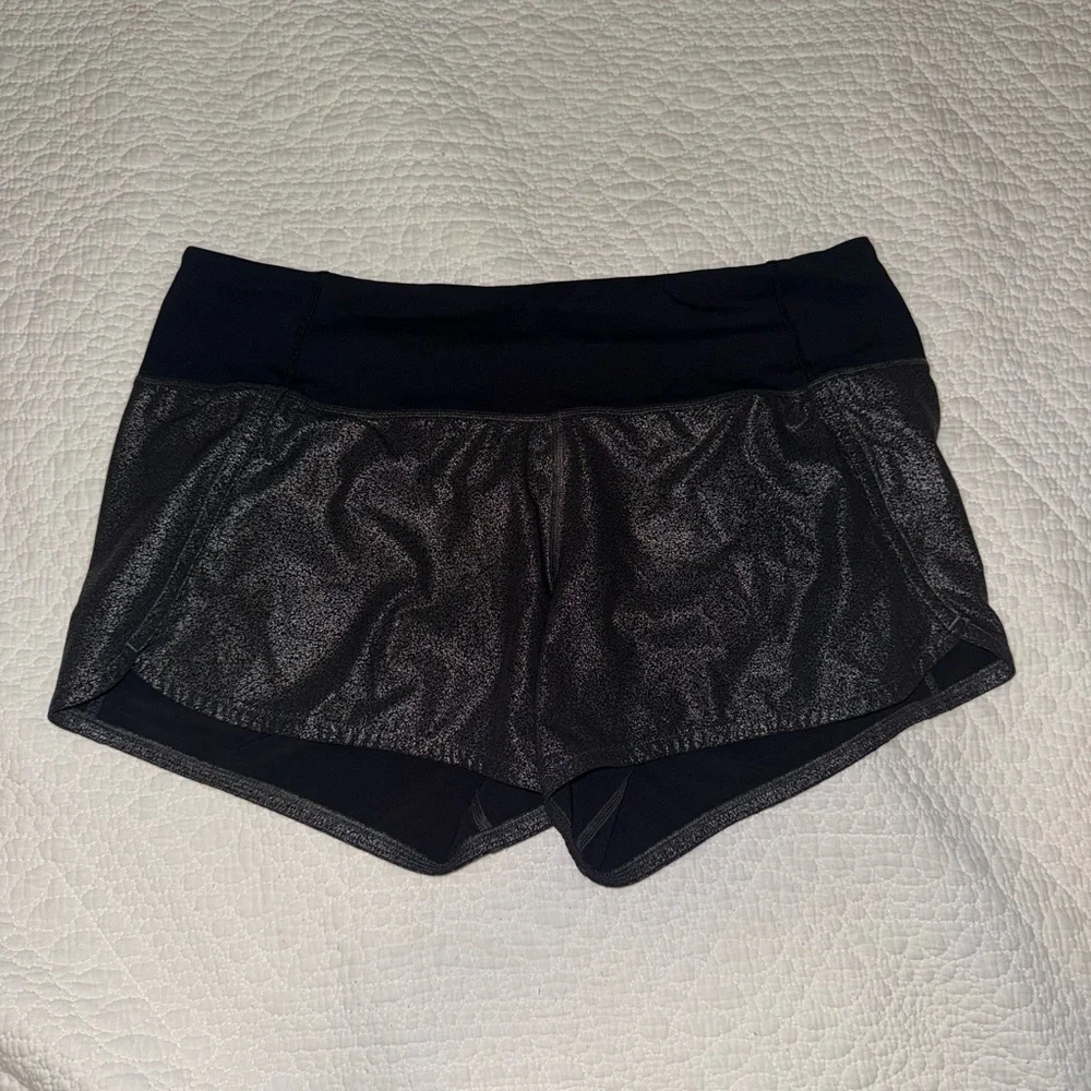 lululemon athletica Shimmering Black Women's Athletic Shorts - Picture 2 of 5